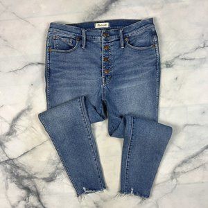 Madewell 10" High Rise Skinny Jeans Size 32 Button Fly Cordova Frayed Hems K2468